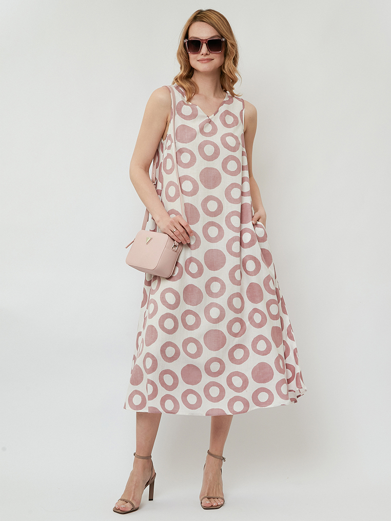 NNFAB08PW-5 FABRETTI Платье женское 55% вискоза, 35% хлопок, 10% лен