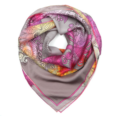 VFS0006-7 Платок жен. 100% шелк 90x90 FABRETTI