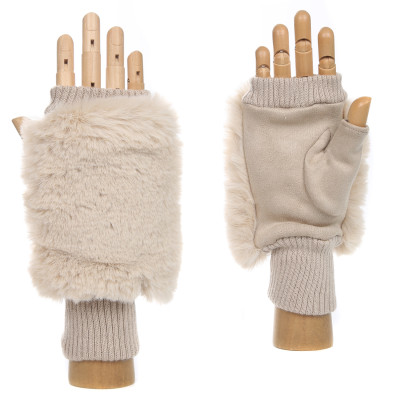 JIF16-5 FABRETTI Перчатки жен. искусственный мех 100%полиэстер, 90% полиэстер/10% эластан