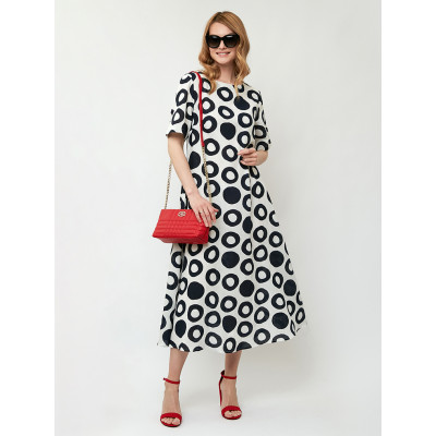 NN08212BW-8 FABRETTI Платье женское 55% вискоза, 35% хлопок, 10% лен